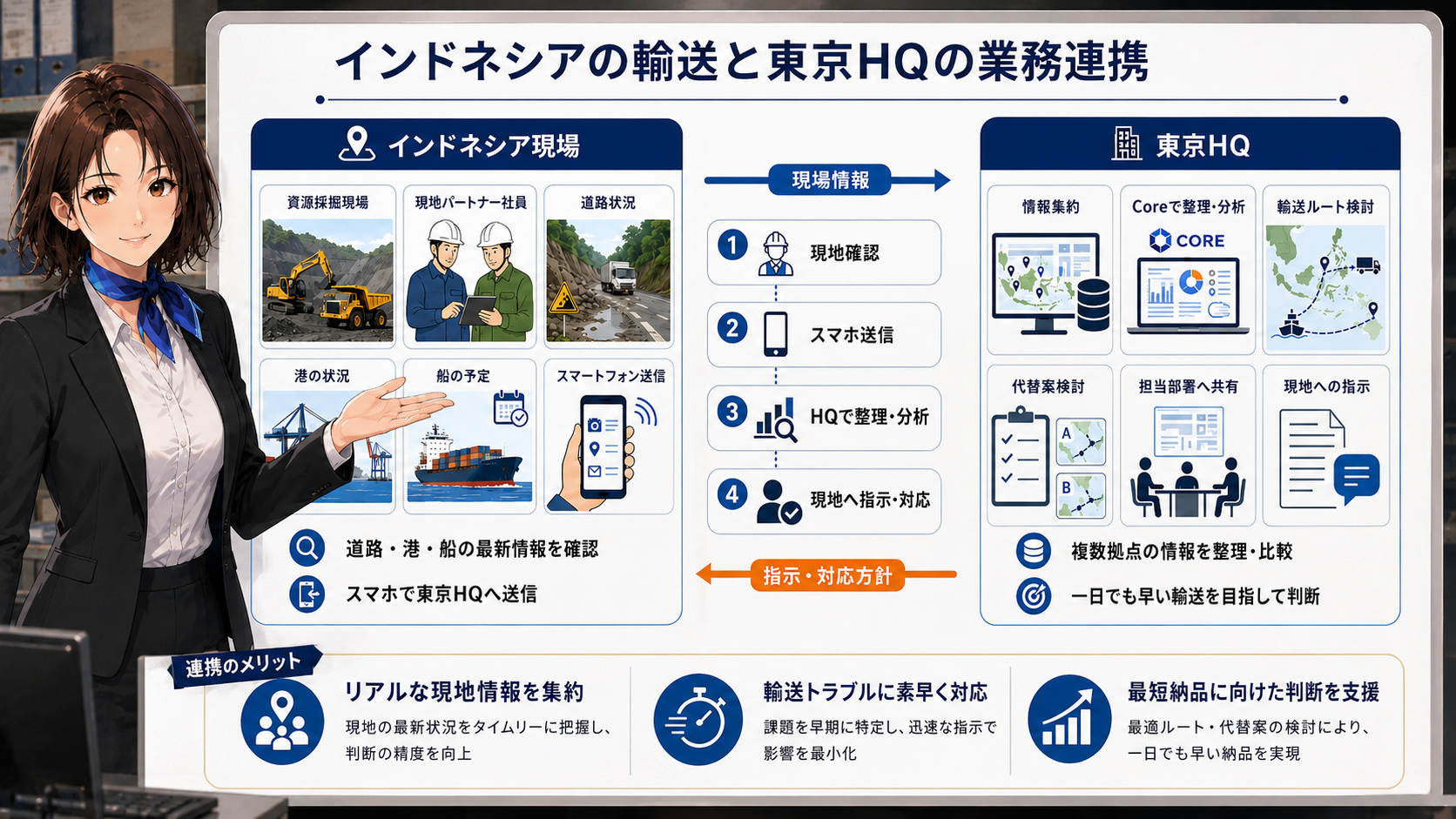 インドネシアの資源輸送・現場業務イメージ